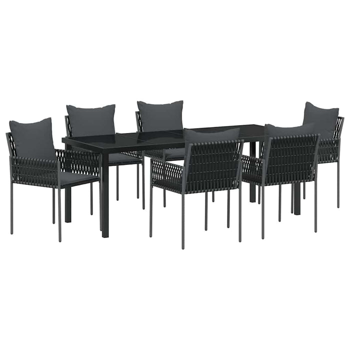 Set de masă pentru grădină 7 pcs Negru și Gri Ratan PE - WALTI WALTI