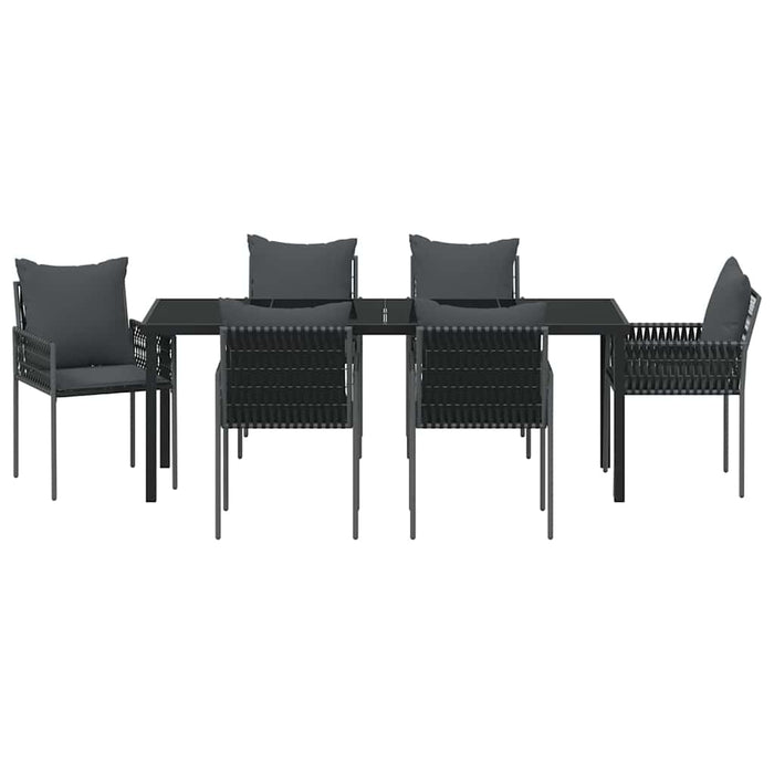 Set de masă pentru grădină 7 pcs Negru și Gri Ratan PE - WALTI WALTI
