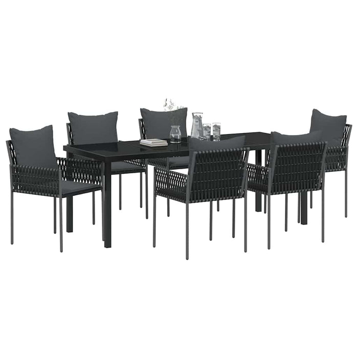 Set de masă pentru grădină 7 pcs Negru și Gri Ratan PE - WALTI WALTI