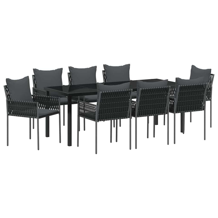 Set de masă pentru grădină 9 pcs Negru și Gri Ratan PE - WALTI WALTI