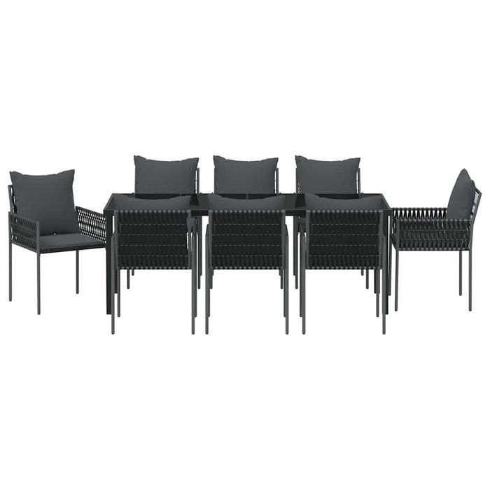 Set de masă pentru grădină 9 pcs Negru și Gri Ratan PE - WALTI WALTI
