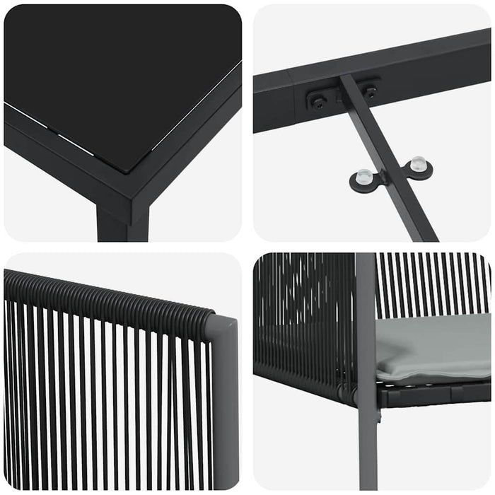 Set de masă pentru grădină 7 pcs Negru Ratan PE - WALTI WALTI