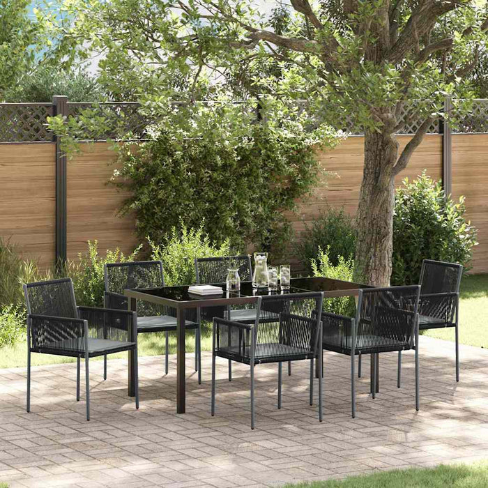 Set de masă pentru grădină 7 pcs Negru Ratan PE - WALTI WALTI