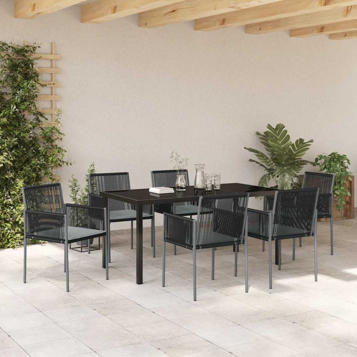 Set de masă pentru grădină 7 pcs Negru Ratan PE - WALTI WALTI
