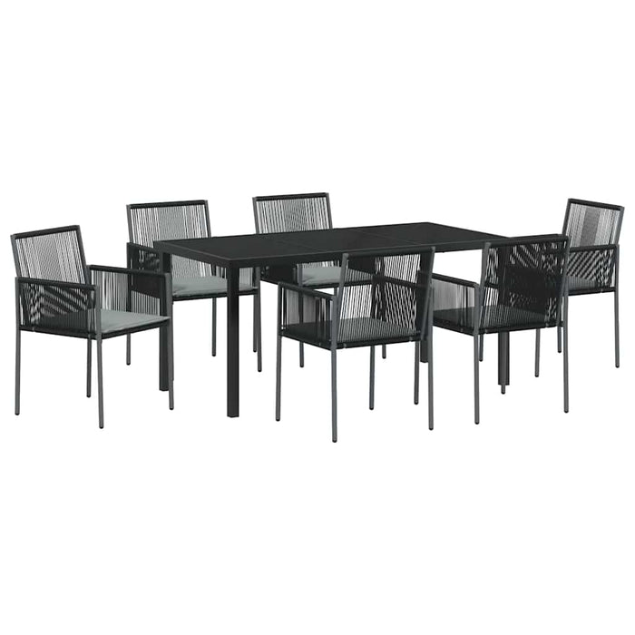 Set de masă pentru grădină 7 pcs Negru Ratan PE - WALTI WALTI