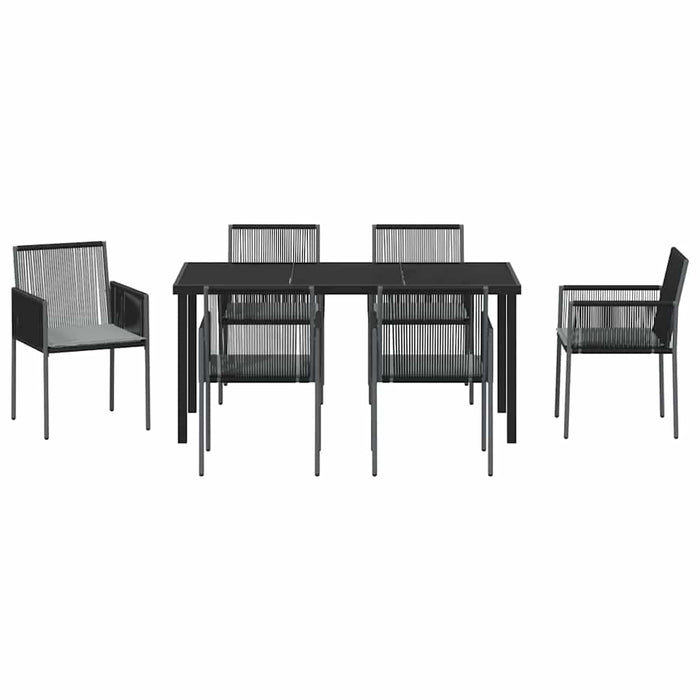 Set de masă pentru grădină 7 pcs Negru Ratan PE - WALTI WALTI
