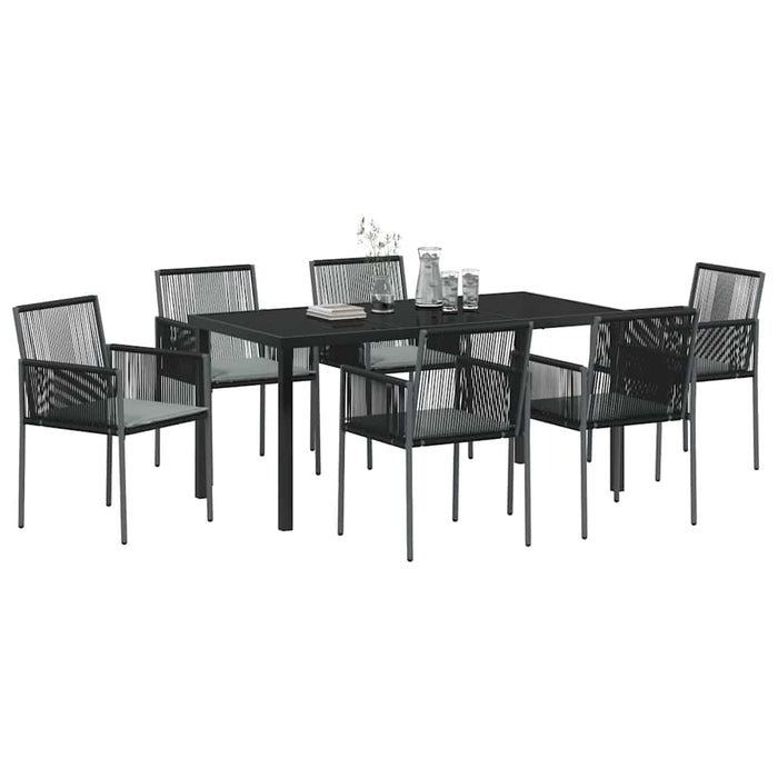 Set de masă pentru grădină 7 pcs Negru Ratan PE - WALTI WALTI