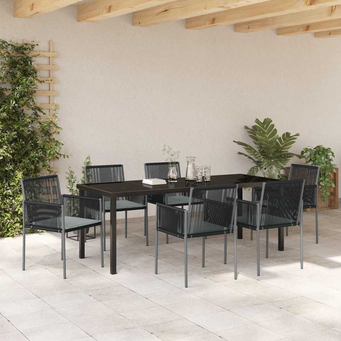 Set de masă pentru grădină 7 pcs Negru Ratan PE - WALTI WALTI