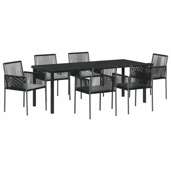 Set de masă pentru grădină 7 pcs Negru Ratan PE - WALTI WALTI