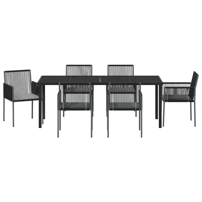 Set de masă pentru grădină 7 pcs Negru Ratan PE - WALTI WALTI