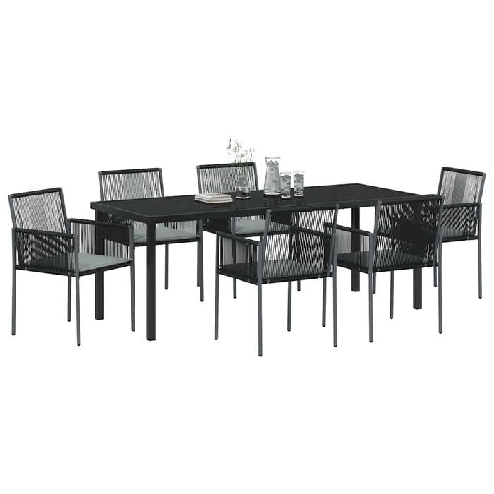 Set de masă pentru grădină 7 pcs Negru Ratan PE - WALTI WALTI