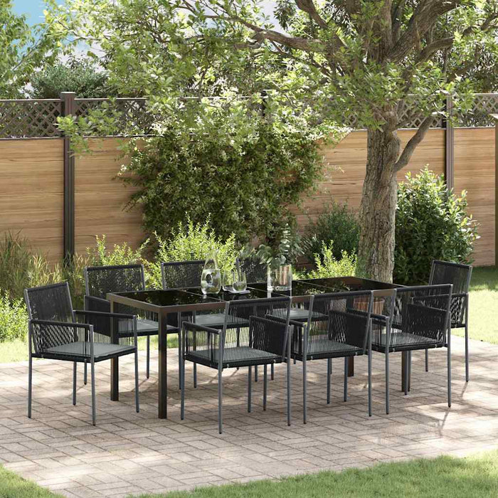Set de masă pentru grădină 9 pcs Negru Ratan PE - WALTI WALTI