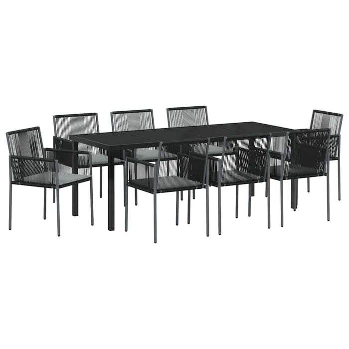 Set de masă pentru grădină 9 pcs Negru Ratan PE - WALTI WALTI