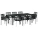 Set de masă pentru grădină 9 pcs Negru Ratan PE - WALTI WALTI