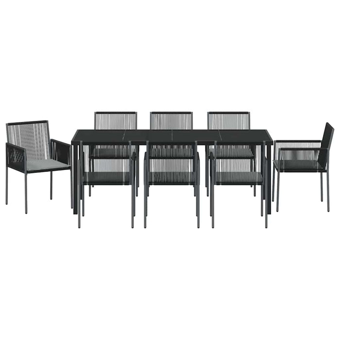 Set de masă pentru grădină 9 pcs Negru Ratan PE - WALTI WALTI