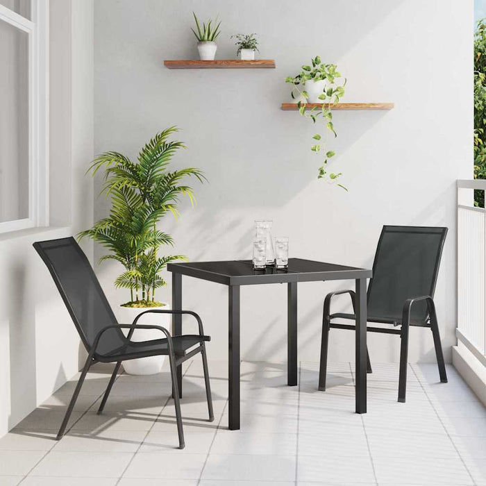 Set de masă pentru grădină 3 pcs Negru Oțel acoperit cu pulbere - WALTI WALTI