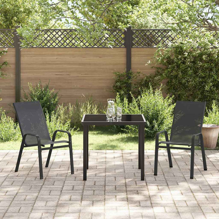 Set de masă pentru grădină 3 pcs Negru Oțel acoperit cu pulbere - WALTI WALTI