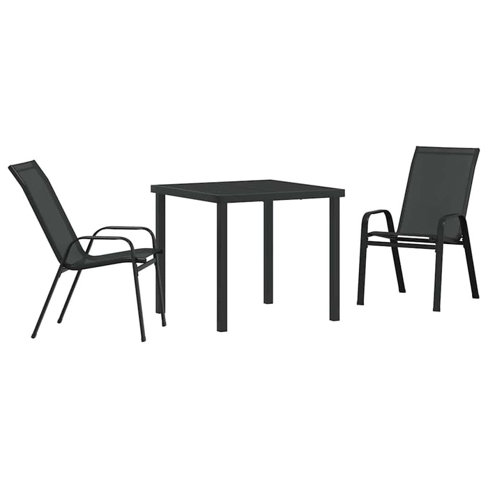 Set de masă pentru grădină 3 pcs Negru Oțel acoperit cu pulbere - WALTI WALTI