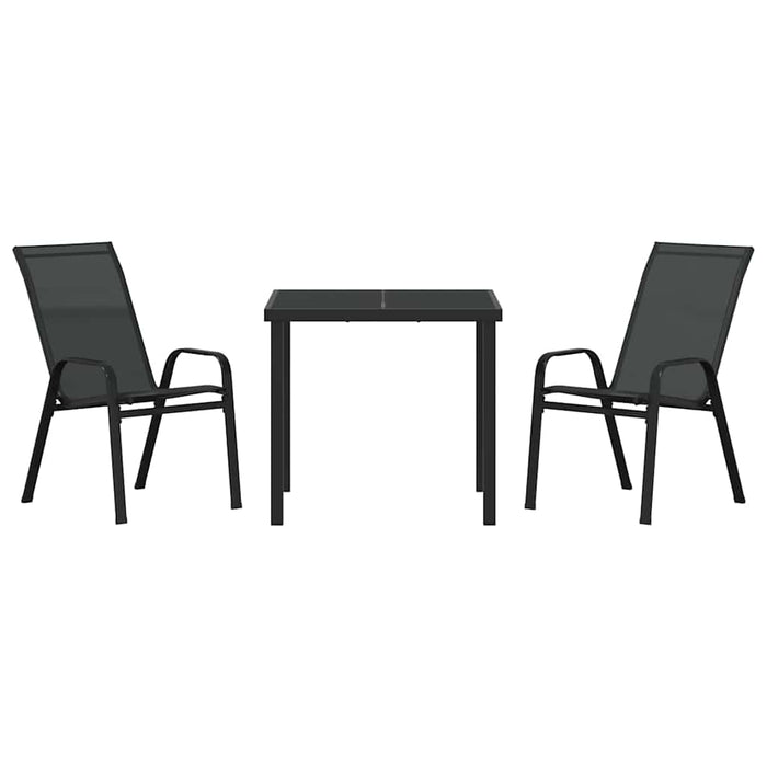 Set de masă pentru grădină 3 pcs Negru Oțel acoperit cu pulbere - WALTI WALTI