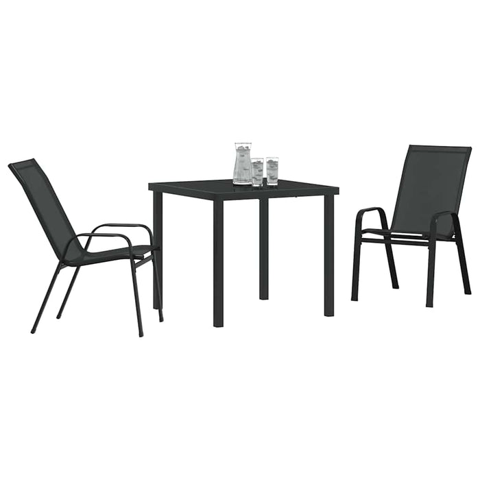 Set de masă pentru grădină 3 pcs Negru Oțel acoperit cu pulbere - WALTI WALTI