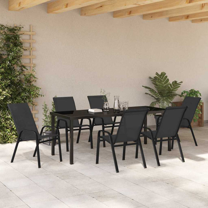 Set de masă pentru grădină 7 buc. Negru WALTI