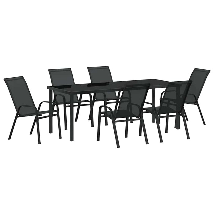 Set de masă pentru grădină 7 buc. Negru WALTI
