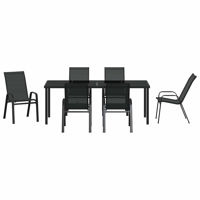 Set de masă pentru grădină 7 buc. Negru WALTI