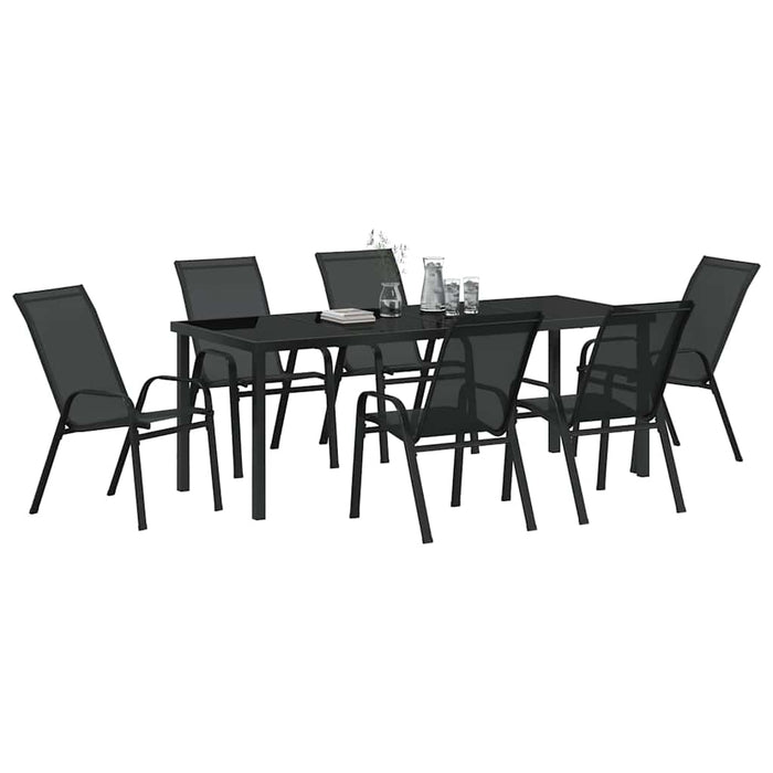 Set de masă pentru grădină 7 buc. Negru WALTI