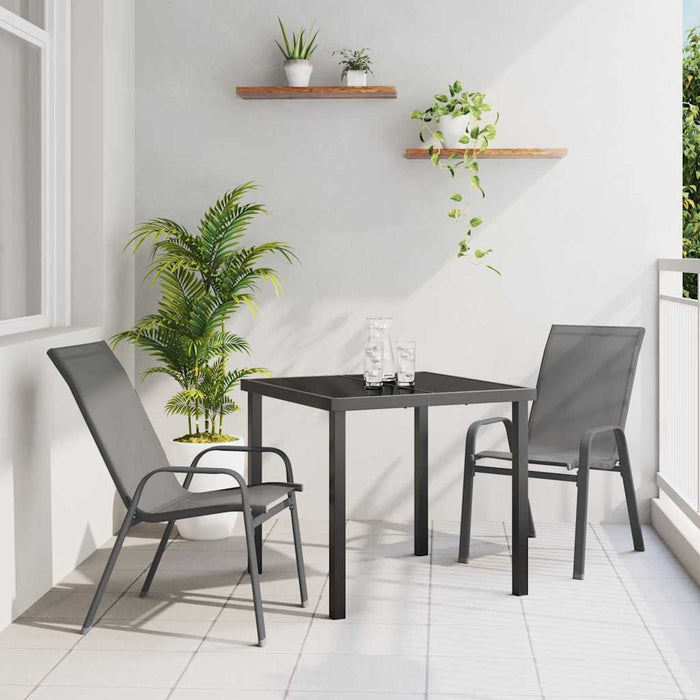 Set de masă pentru grădină 3 pcs Gri și negru - WALTI WALTI