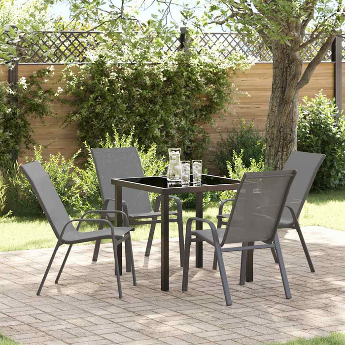 Set de masă pentru grădină 5 pcs Gri și negru - WALTI WALTI