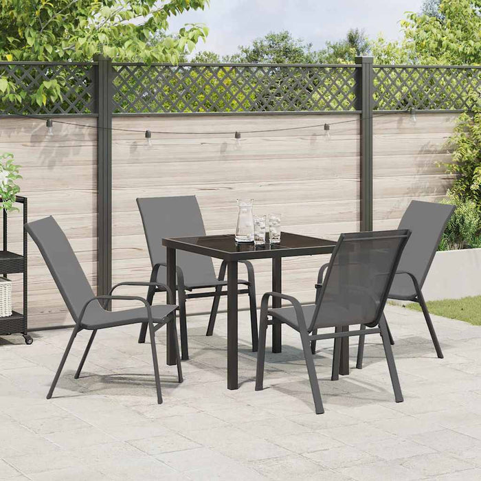 Set de masă pentru grădină 5 pcs Gri și negru - WALTI WALTI