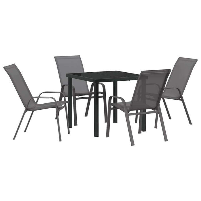 Set de masă pentru grădină 5 pcs Gri și negru - WALTI WALTI