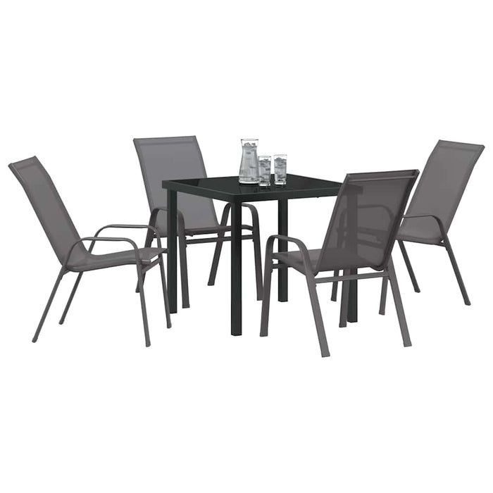 Set de masă pentru grădină 5 pcs Gri și negru - WALTI WALTI
