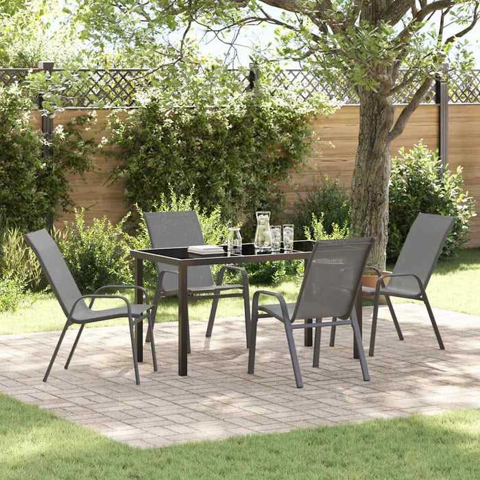 Set de masă pentru grădină 5 pcs Gri și negru - WALTI WALTI