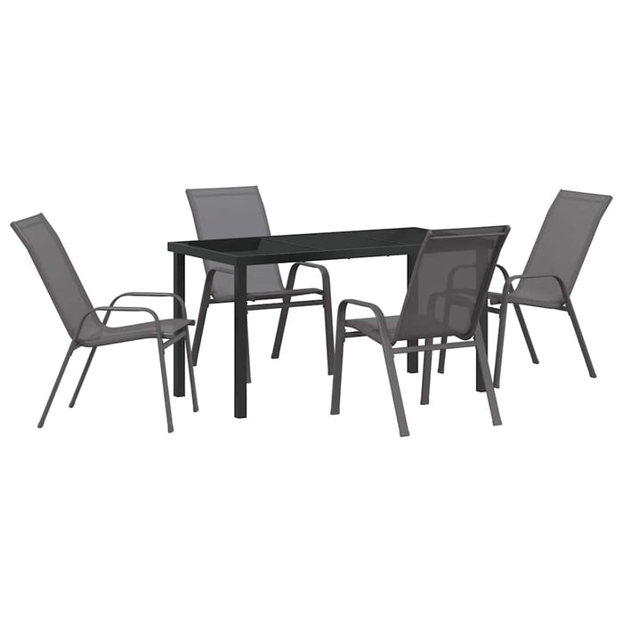 Set de masă pentru grădină 5 pcs Gri și negru - WALTI WALTI