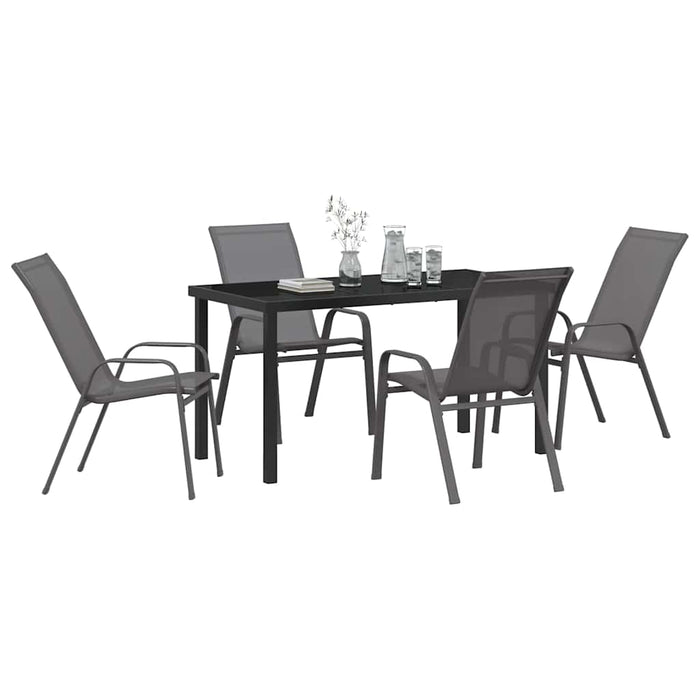 Set de masă pentru grădină 5 pcs Gri și negru - WALTI WALTI