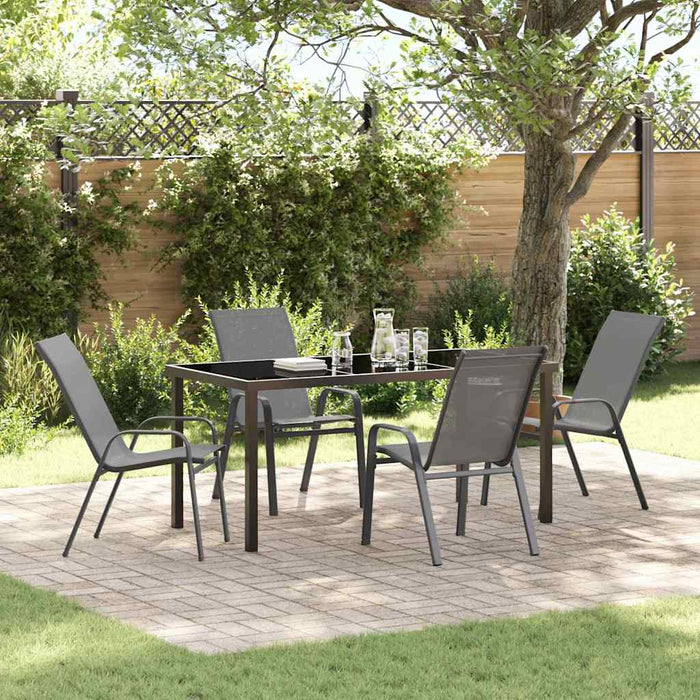 Set de masă pentru grădină 5 pcs Gri și negru - WALTI WALTI