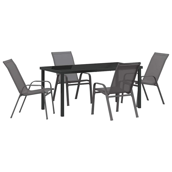 Set de masă pentru grădină 5 pcs Gri și negru - WALTI WALTI