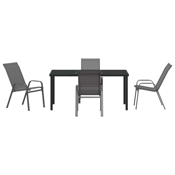 Set de masă pentru grădină 5 pcs Gri și negru - WALTI WALTI