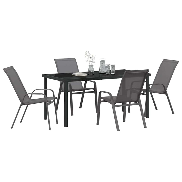 Set de masă pentru grădină 5 pcs Gri și negru - WALTI WALTI