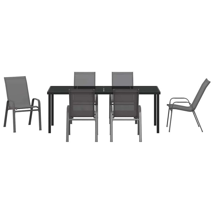 Set de masă pentru grădină 7 buc. Gri și negru WALTI