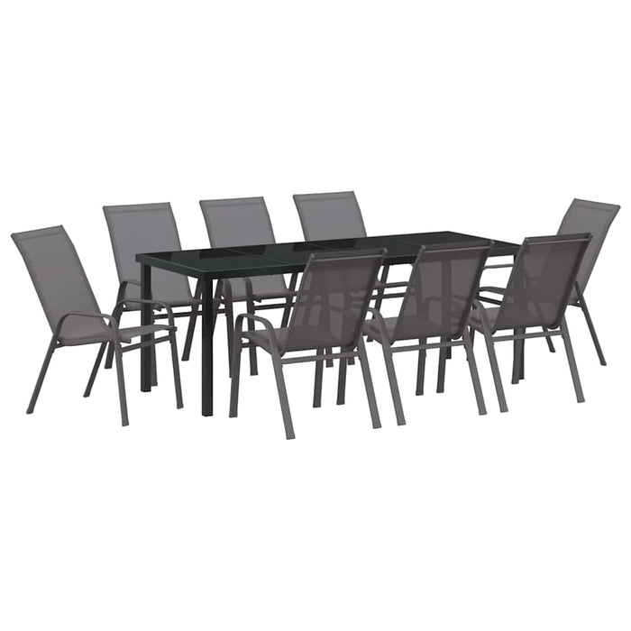 Set de masă pentru grădină 9 buc. Gri și negru WALTI