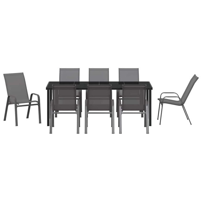 Set de masă pentru grădină 9 buc. Gri și negru WALTI