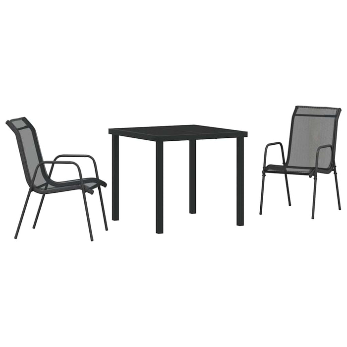 Set de masă pentru grădină 3 pcs Negru - WALTI WALTI