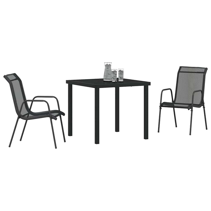 Set de masă pentru grădină 3 pcs Negru - WALTI WALTI