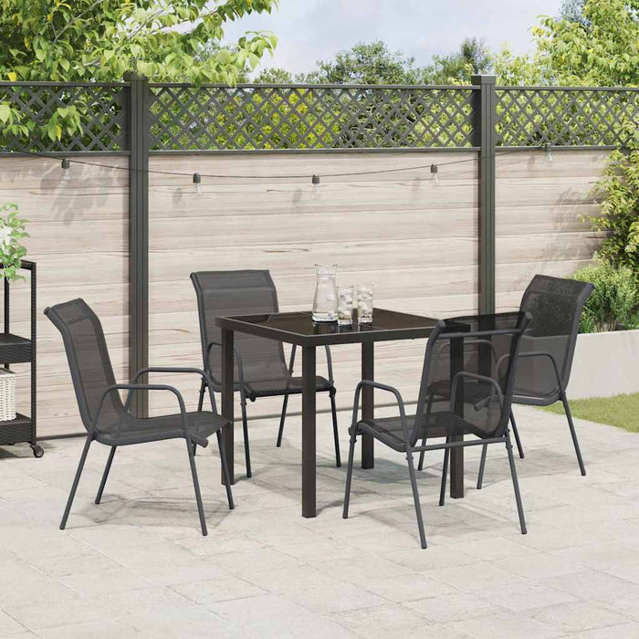 Set de masă pentru grădină 5 pcs Negru - WALTI WALTI