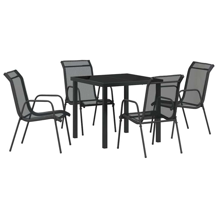 Set de masă pentru grădină 5 pcs Negru - WALTI WALTI