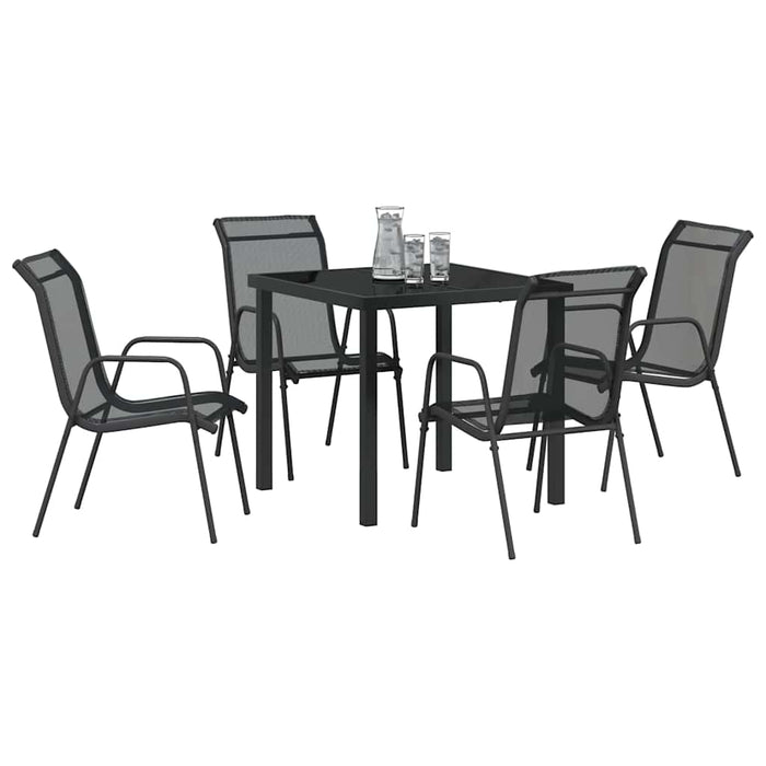 Set de masă pentru grădină 5 pcs Negru - WALTI WALTI