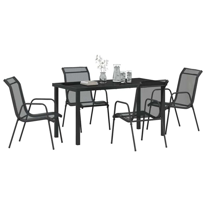 Set de masă pentru grădină 5 pcs Negru - WALTI WALTI