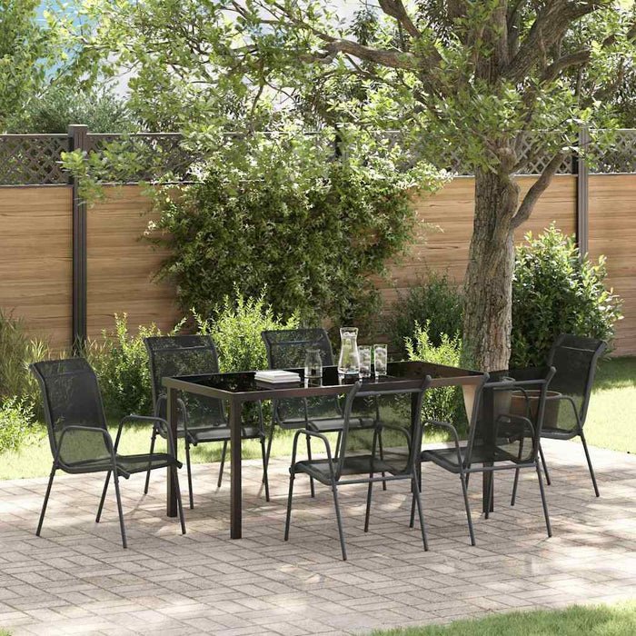 Set de masă pentru grădină 7 pcs Negru - WALTI WALTI